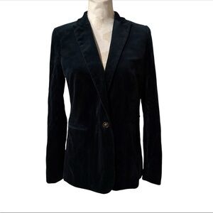 J. Crew Velvet Parke Blazer Navy Blue One Button Sz 6T